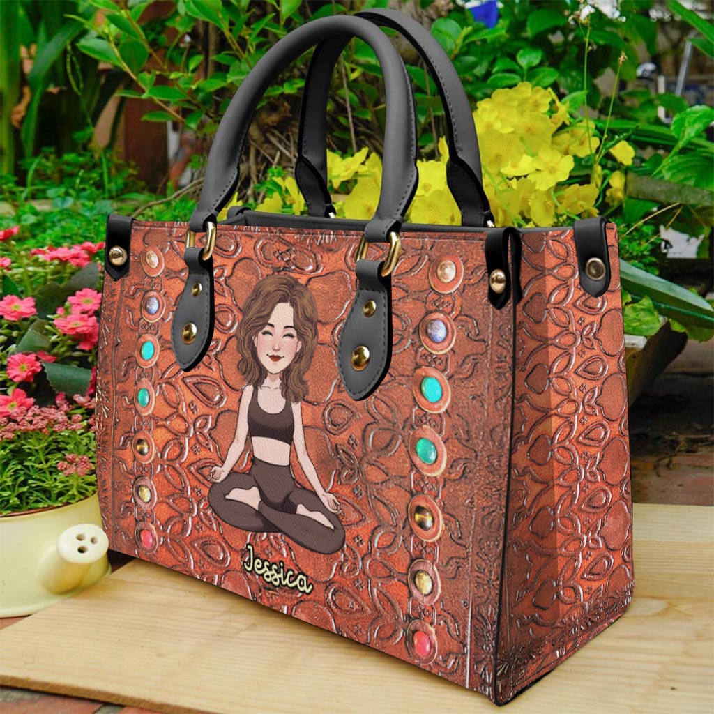 Namaste - Sac à main en cuir de yoga personnalisé