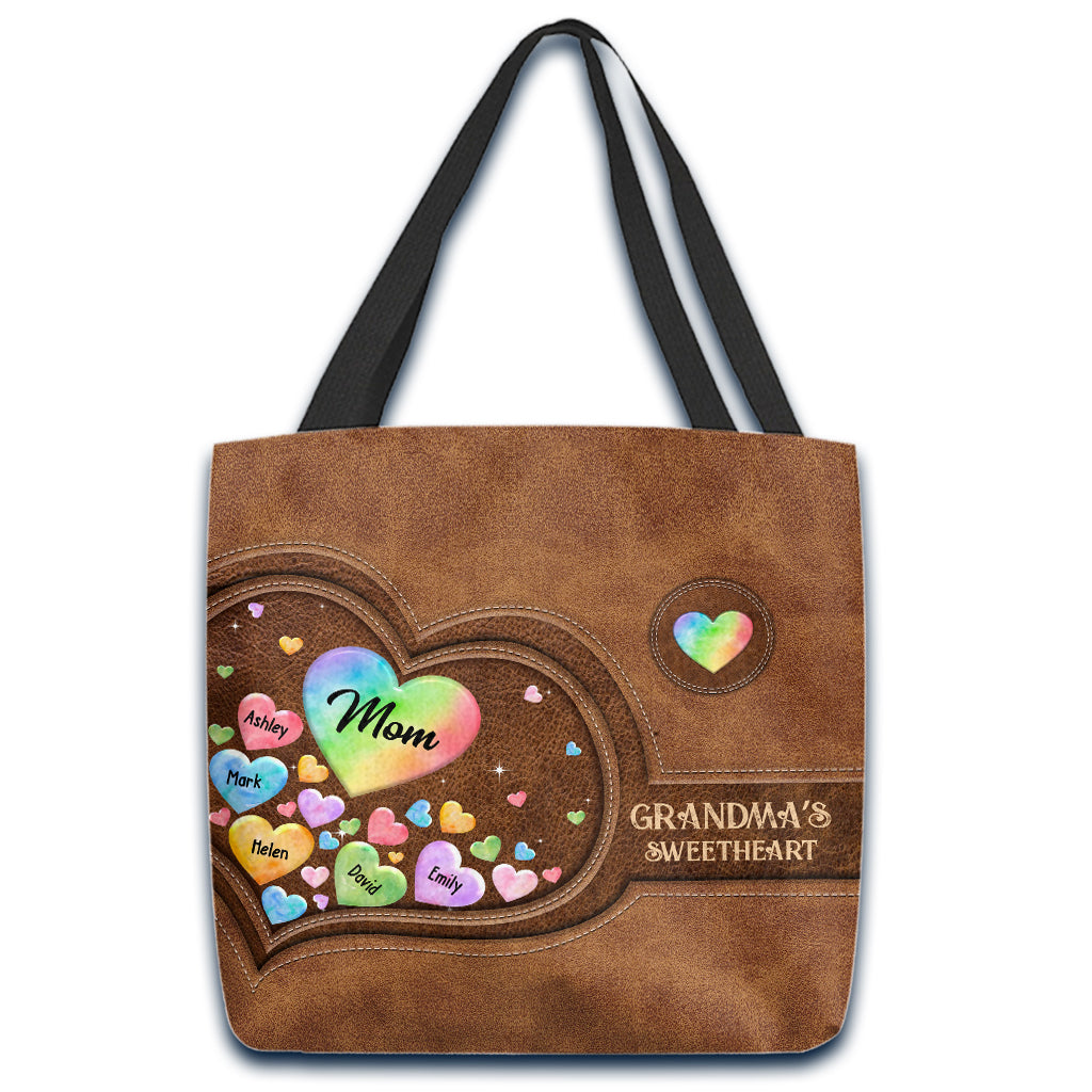 Colorful Heart Of Grandma Mother - Gift for grandma, grandma, mom - Personalized Tote Bag