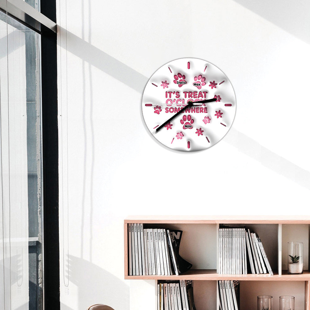 Horloge murale personnalisée pour chien « C'est l'heure des friandises quelque part »