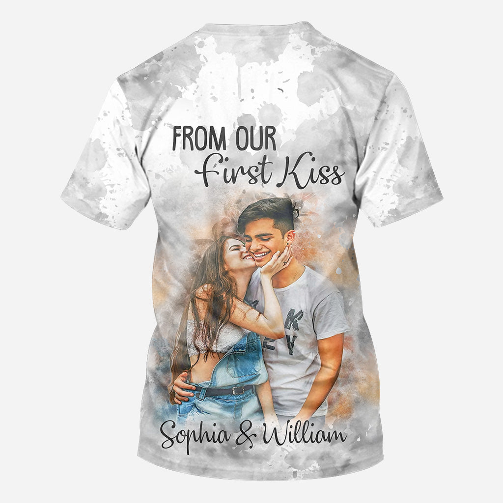 Watercolor Couple - Personalized Couple All Over Shirt