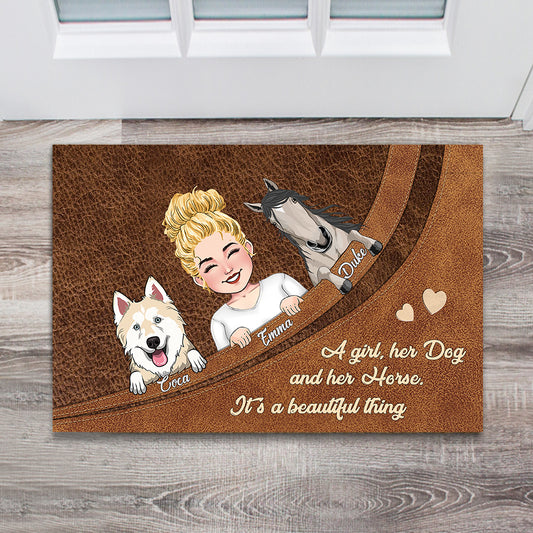 What A Beautiful Thing - Horse gift for dog lover, cat lover - Personalized Doormat