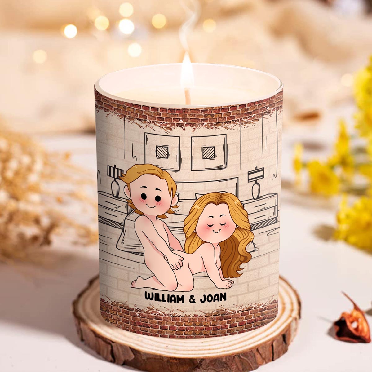 When This Candle Is Lid - Personalized Couple Candle With Wooden Lid