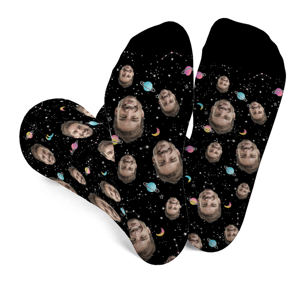 Chaussettes personnalisées pour beau-père - Face personnalisée Galaxy