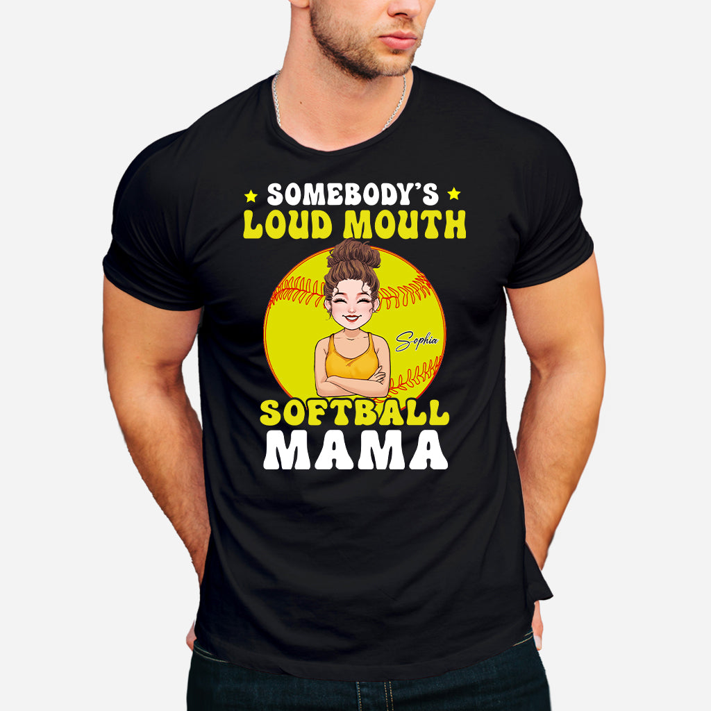 Loud Mouth Softball Mama - Personalized Softball T-shirt And Hoodie