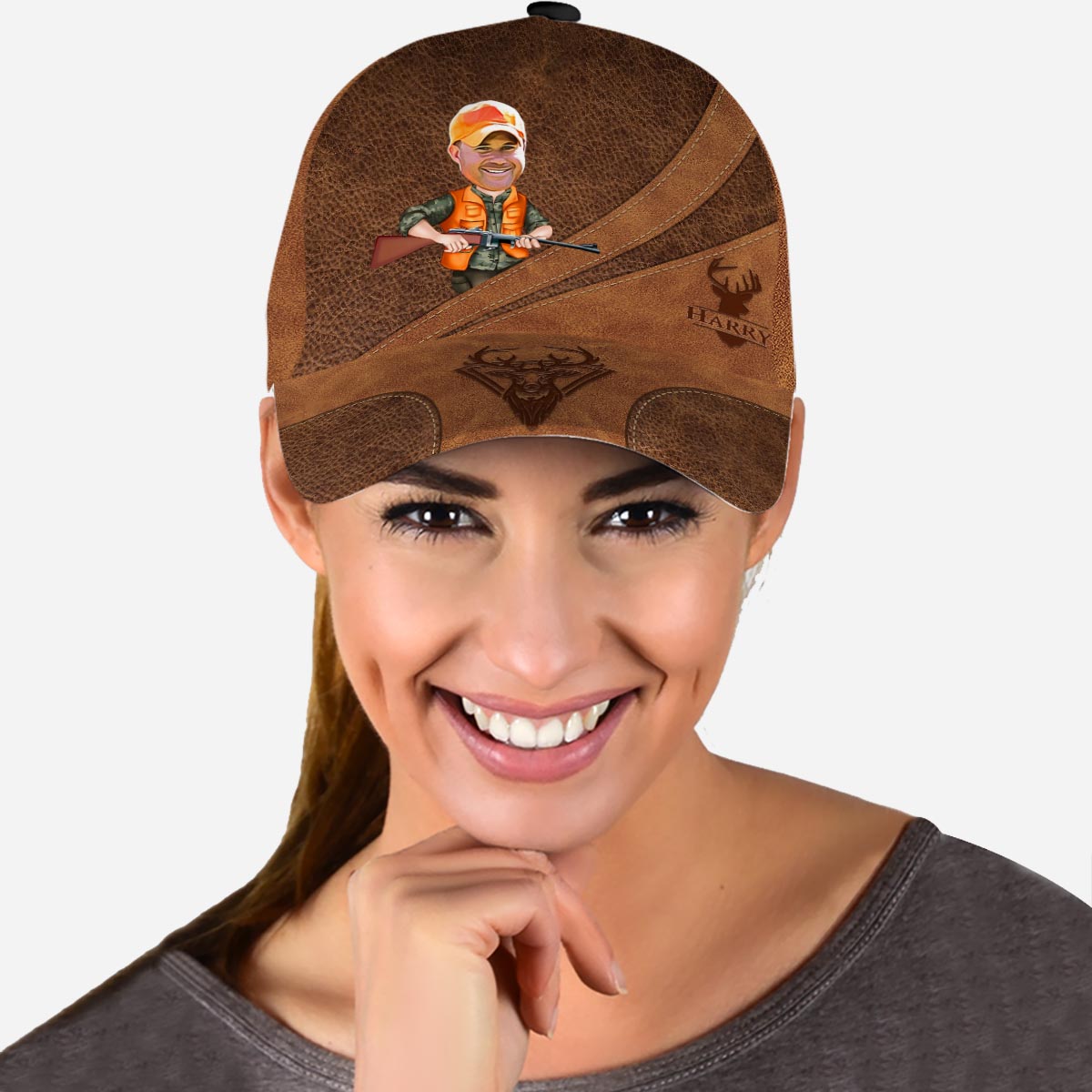 Lustiges Jagdmotiv mit Foto eingefügt – Personalisierte klassische Jagdkappe