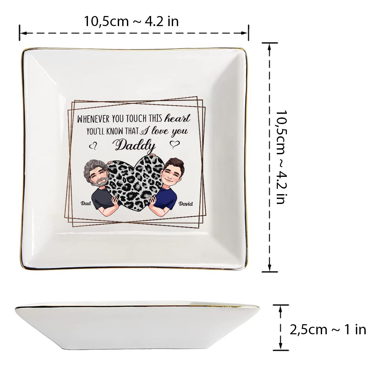 Whenever You Touch This Heart - Gift for mom, grandma, grandpa, daughter, son, granddaughter, grandson, wife, husband, dad, aunt, uncle, sister, brother - Personalized Jewelry Dish