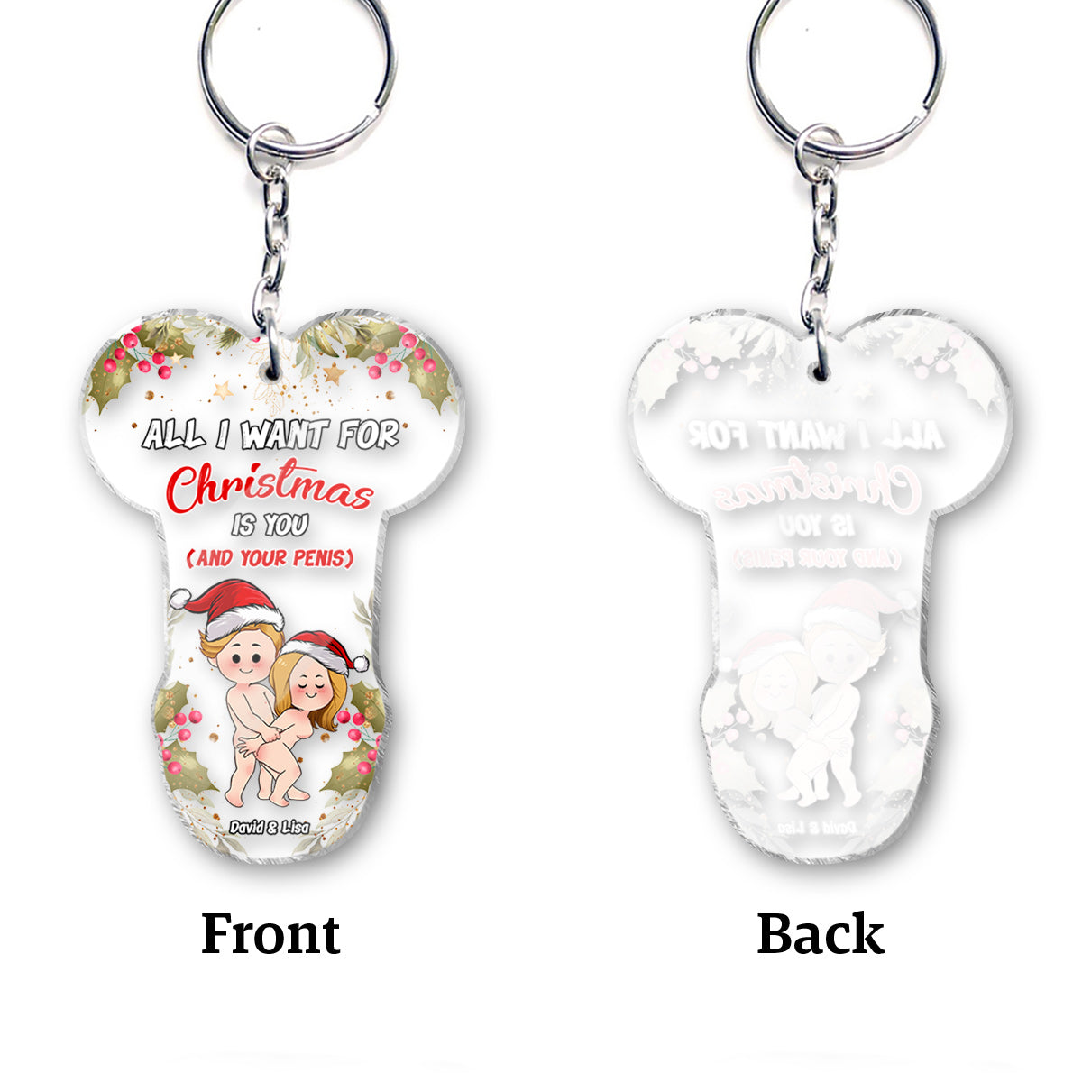 All I Want For Christmas - Personalized Couple Keychain