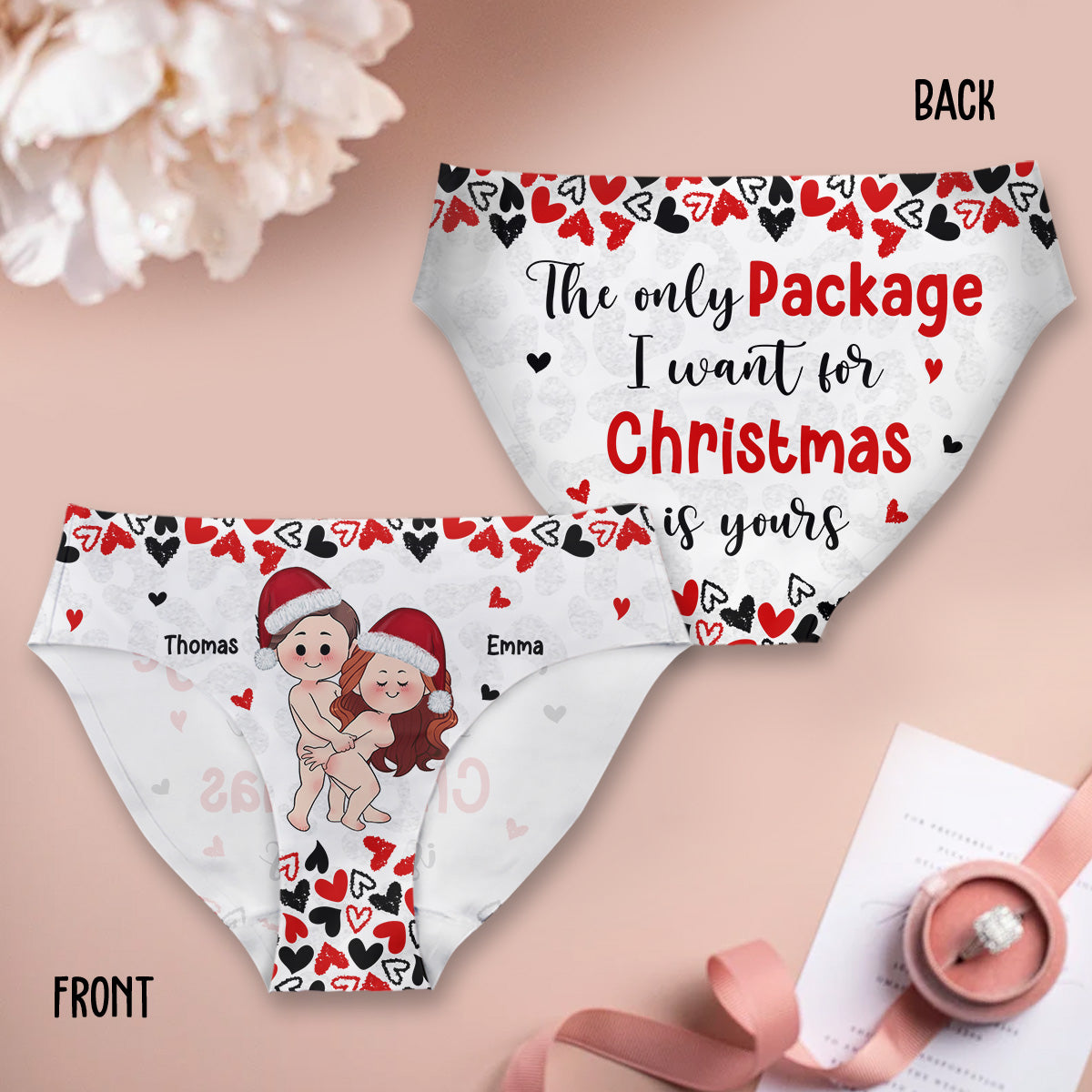 The Only Package I Want For Christmas Is Yours - Personalized Couple Women Briefs