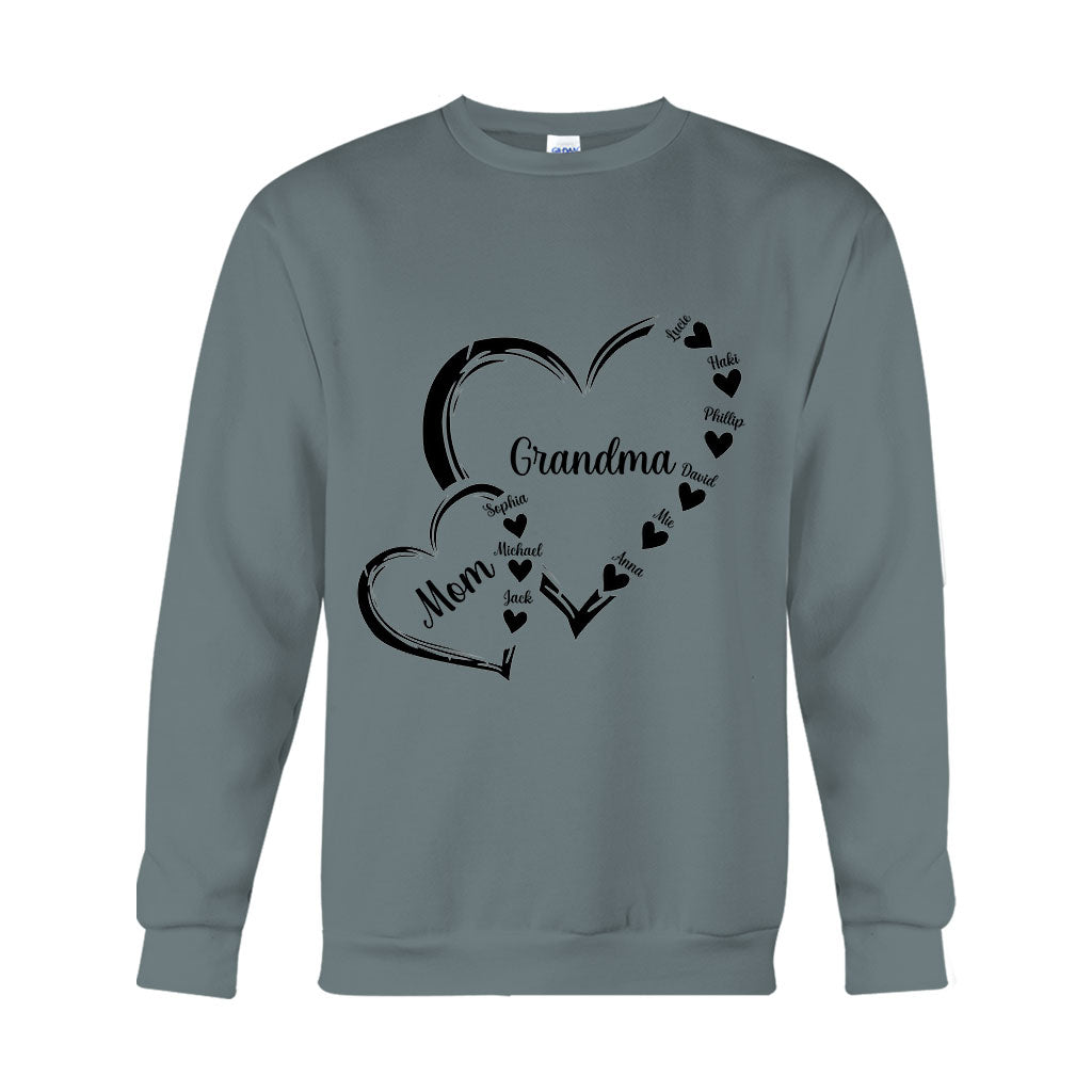 Grandma/Mom/Nana Heart - Personalized Grandma T-shirt And Hoodie
