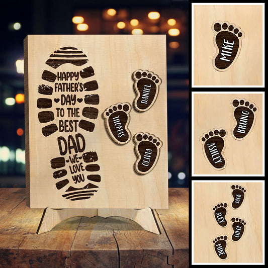 We Love You Dad - Personalized Father 2 Layered Wood Sign / Wood Plaque