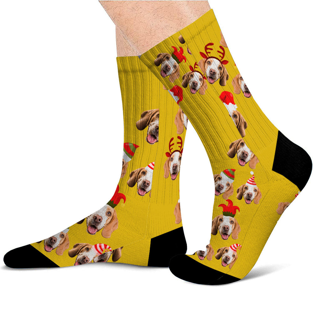 Chaussettes personnalisées avec photo de votre animal de compagnie - Cadeau pour les amoureux des chiens - Chaussettes personnalisées