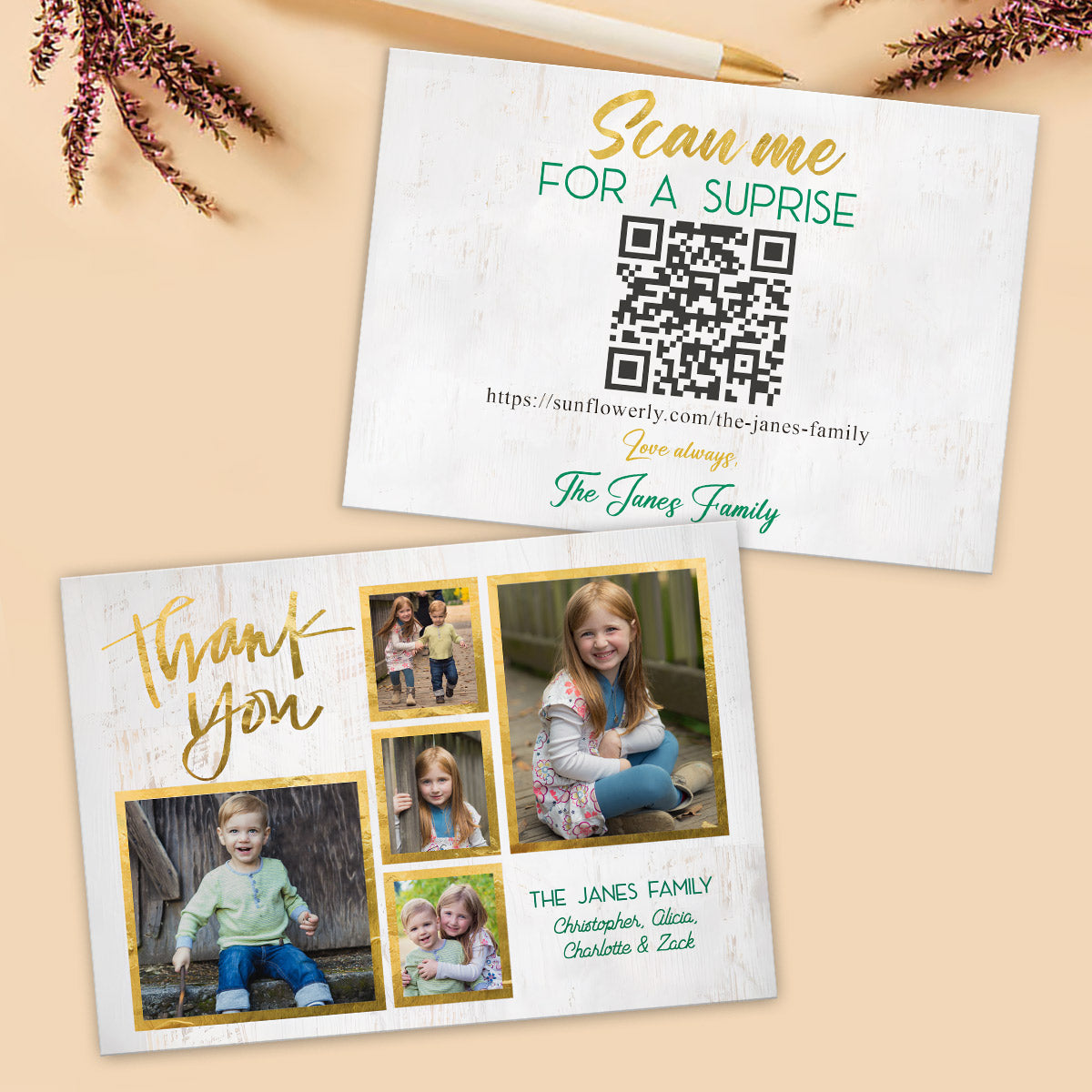 Thank You Photo Upload - Personalized QR Greeting Card