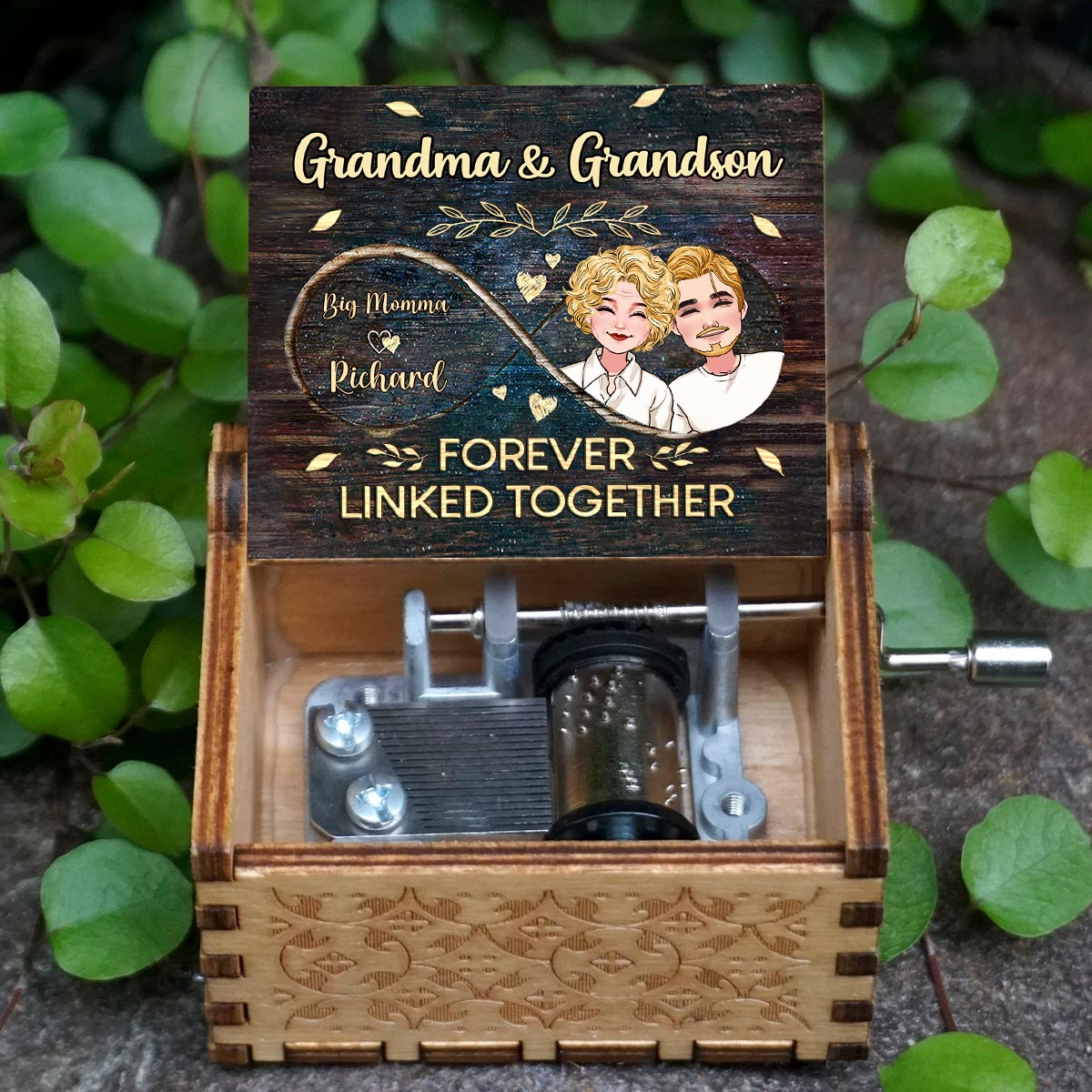 Side By Side - Gift for mom, grandma, daughter, son, granddaughter, grandson - Personalized Hand Crank Music Box