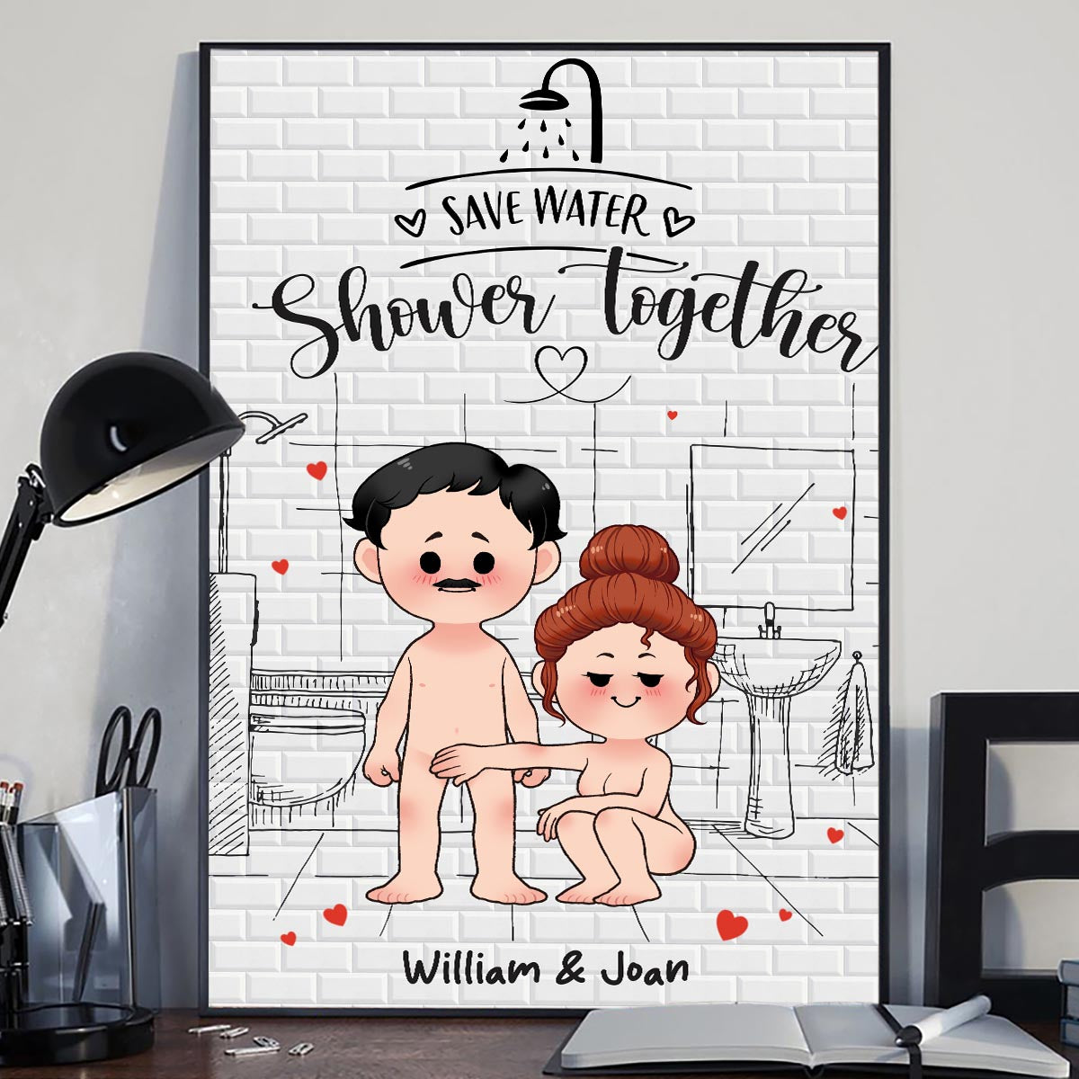 Save Water Shower Together - Personalized Couple Canvas And Poster