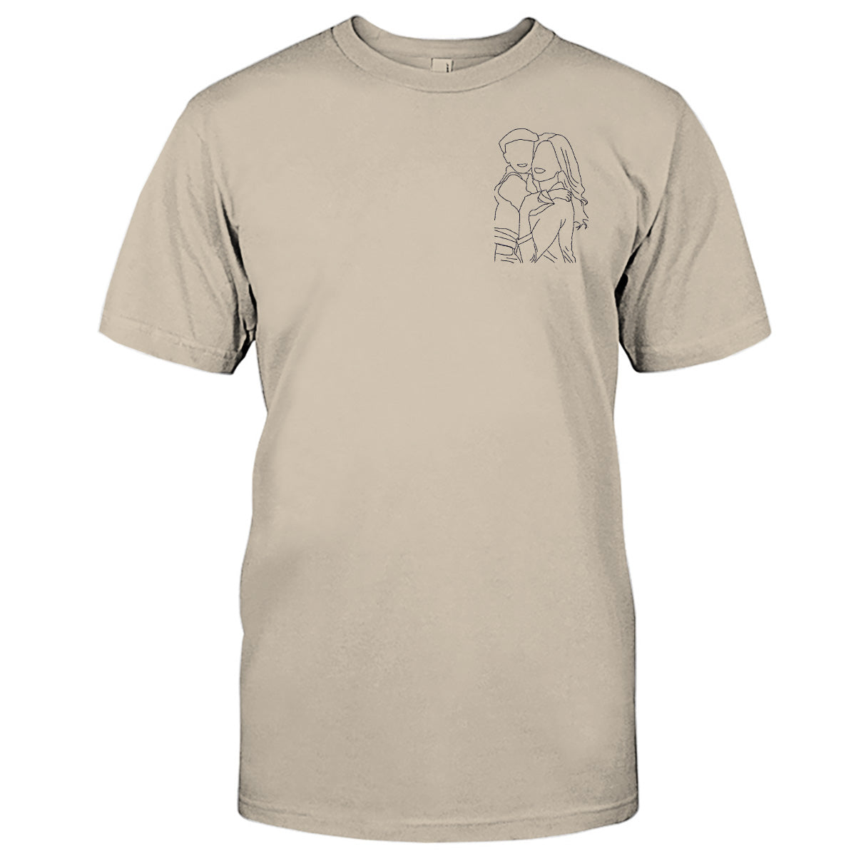 Custom Line Art - Personalized Aunt Embroidered T-shirt