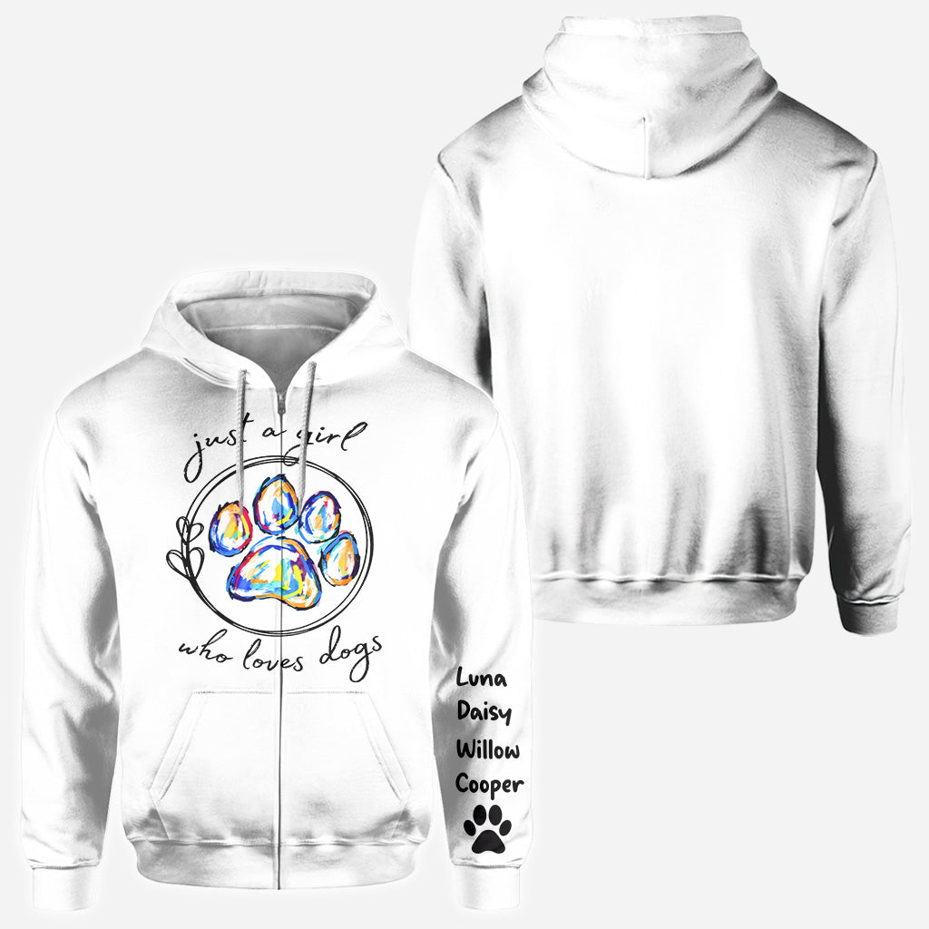 Einfach ein Mädchen, das Hunde liebt – personalisiertes T-Shirt mit Hundemotiv