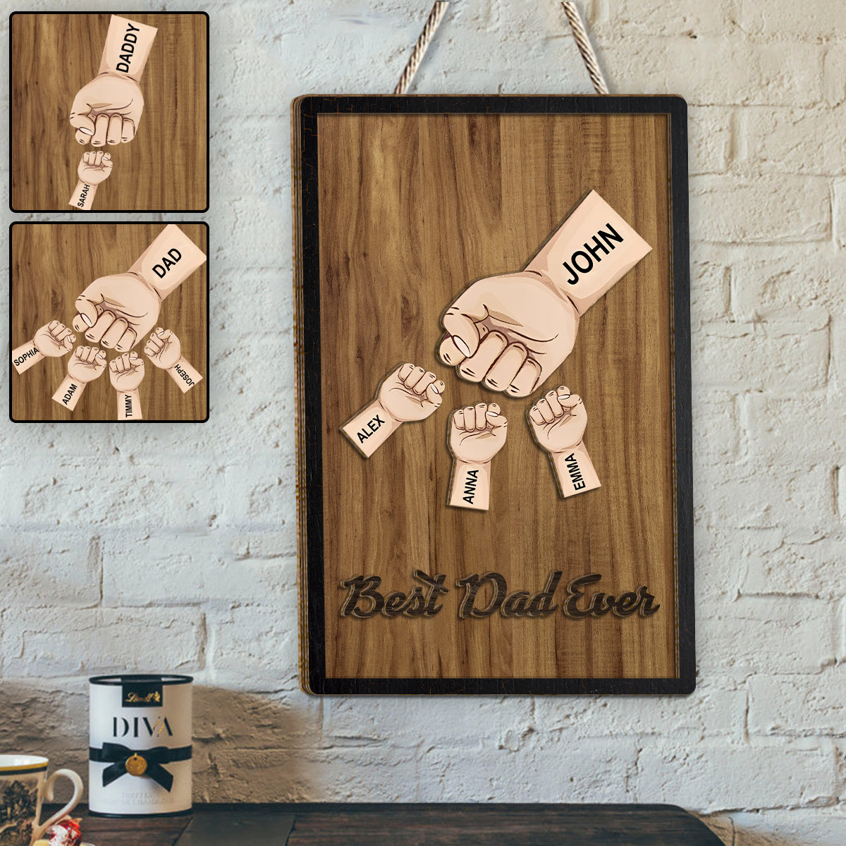 Best Dad Ever - Personalized Father 2 Layered Wood Sign / Wood Plaque