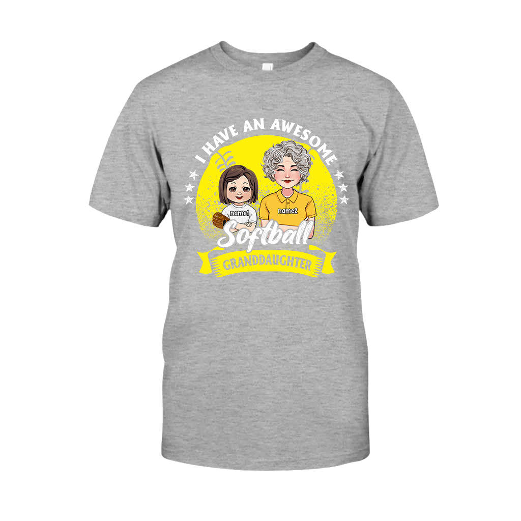 Awesome Softball Granddaughter - Personalized Softball T-shirt And Hoodie