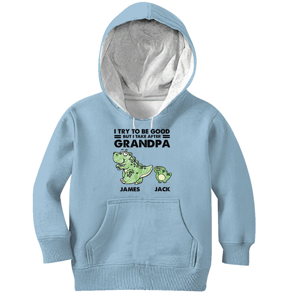 Ich bin ganz nach meiner Oma/meinem Opa gekommen – Geschenk für Opa – Personalisiertes T-Shirt und Hoodie