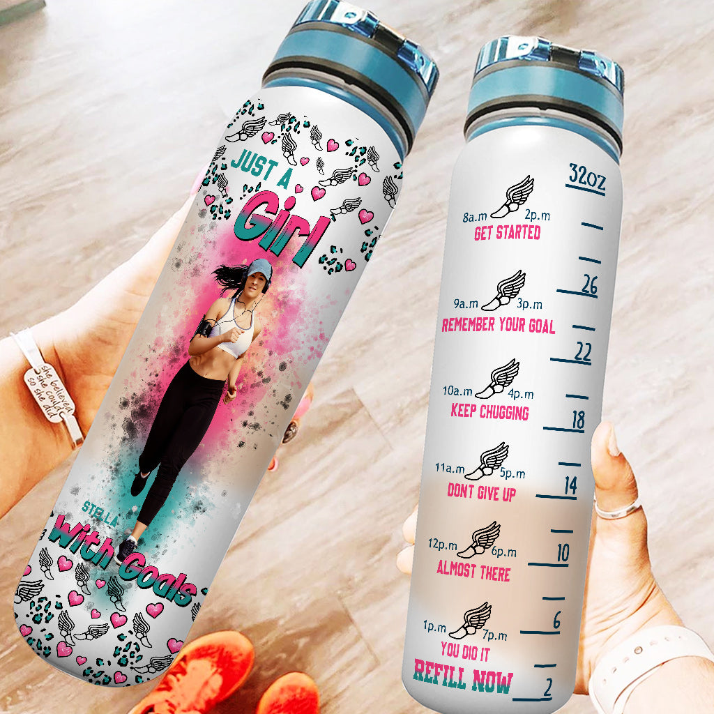 Juste une fille avec des objectifs - Gourde de suivi d'hydratation personnalisée pour la course à pied