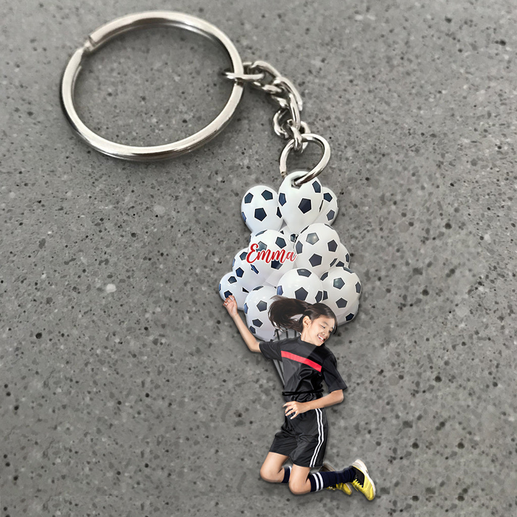 Fröhlicher Fußballspieler – personalisierter Fußball-Schlüsselanhänger