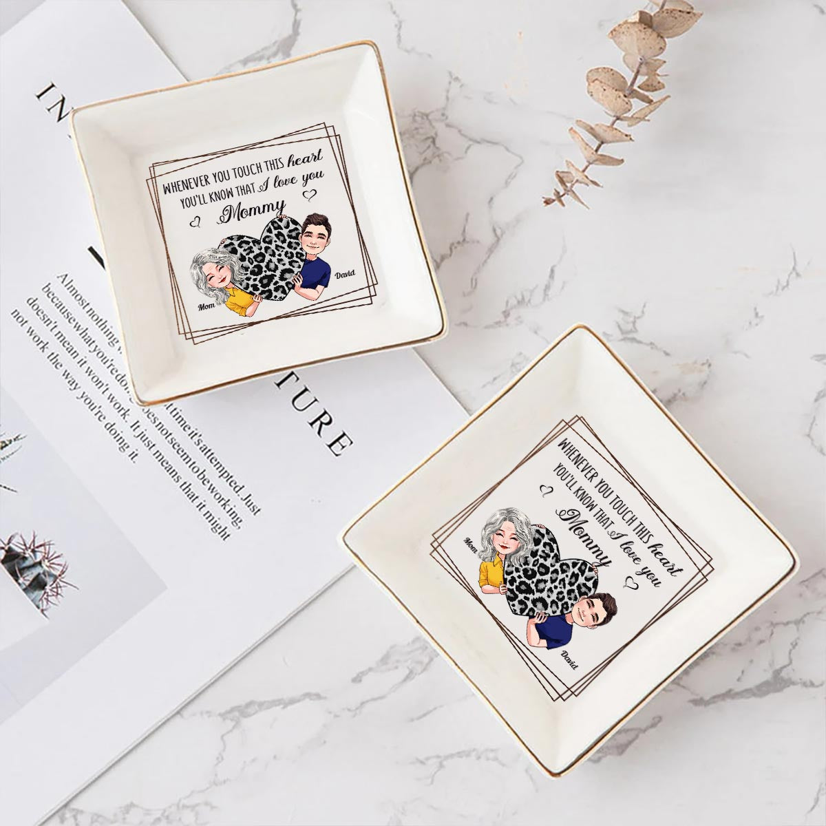 Whenever You Touch This Heart - Gift for mom, grandma, grandpa, daughter, son, granddaughter, grandson, wife, husband, dad, aunt, uncle, sister, brother - Personalized Jewelry Dish