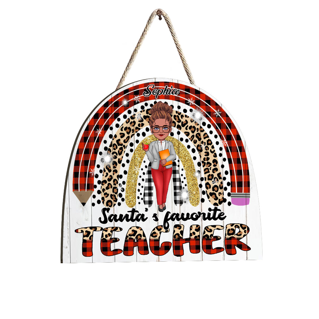 Santa's Favorite Teacher - Personalized Teacher Wood Sign