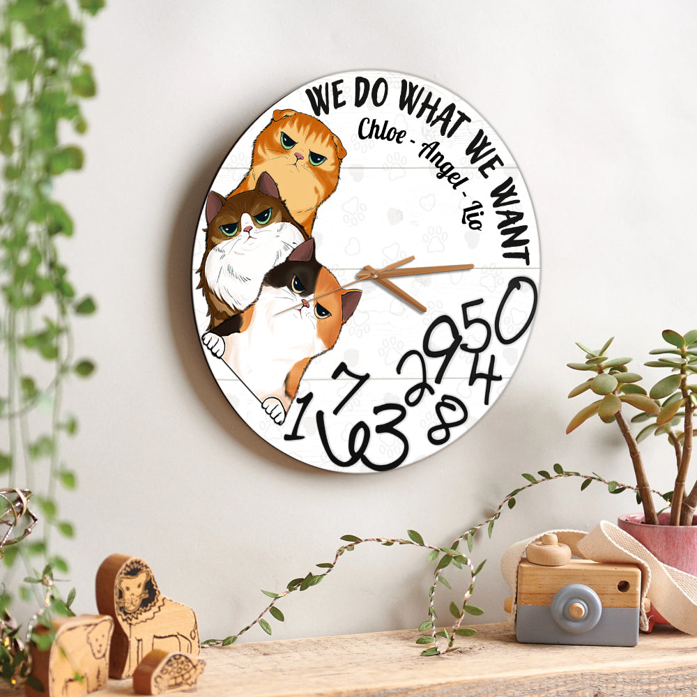 Ich mache, was ich will – personalisierte Katzen-Wanduhr