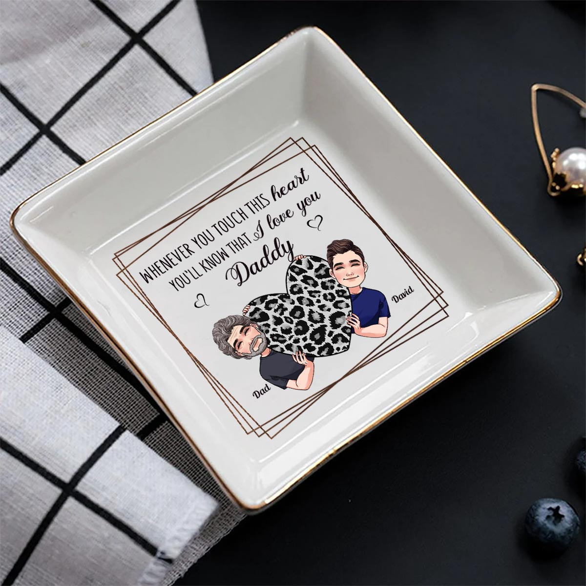 Whenever You Touch This Heart - Gift for mom, grandma, grandpa, daughter, son, granddaughter, grandson, wife, husband, dad, aunt, uncle, sister, brother - Personalized Jewelry Dish