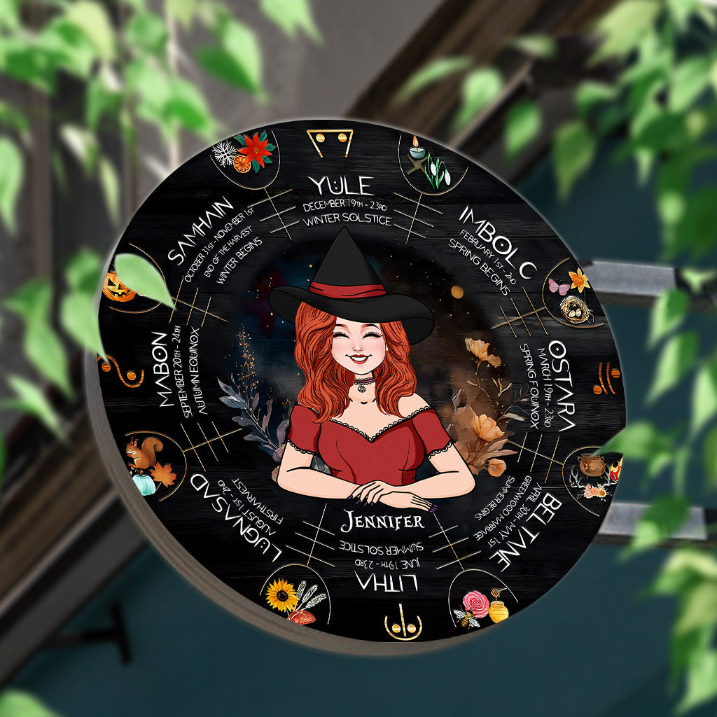 Wheel Of The Year - Personalized Witch Round Metal Sign