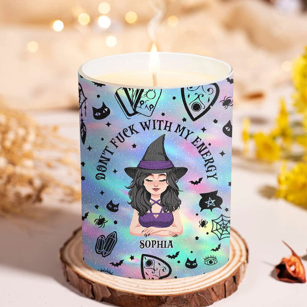 Don't F With My Energy - Personalized Witch Candle With Wooden Lid