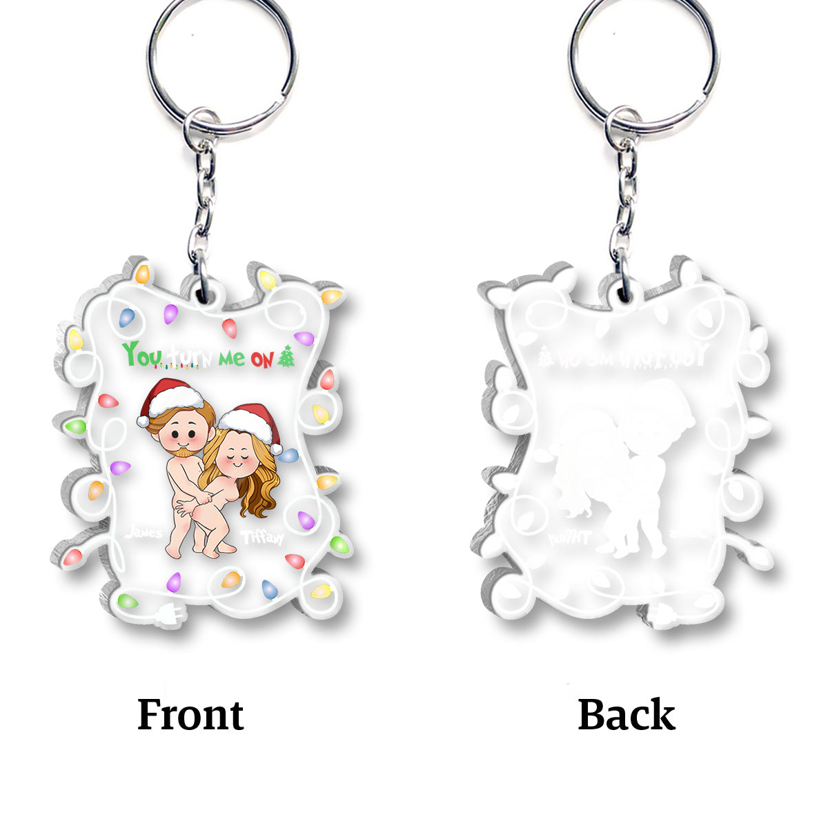 You Turn Me On - Personalized Couple Transparent Keychain