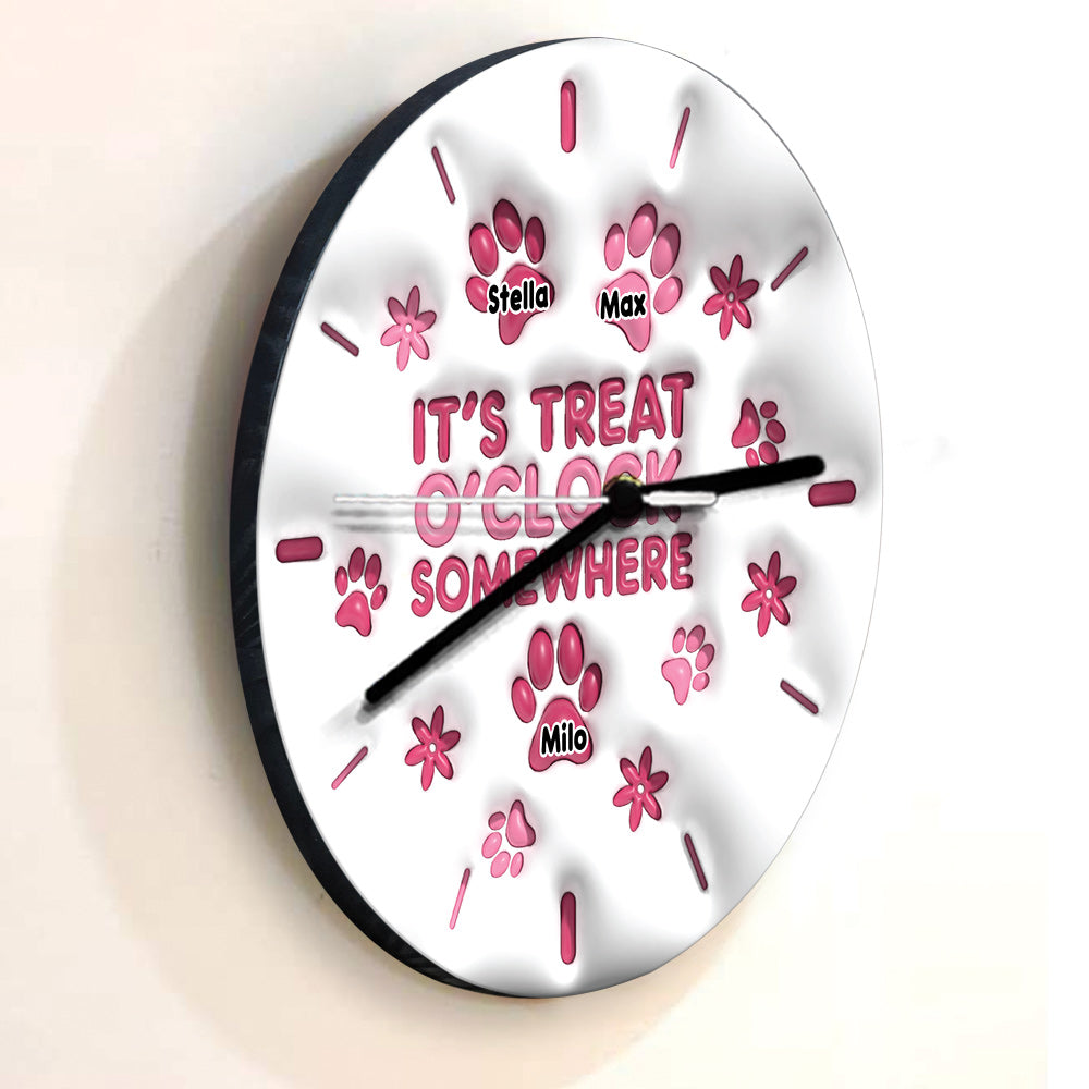 Horloge murale personnalisée pour chien « C'est l'heure des friandises quelque part »