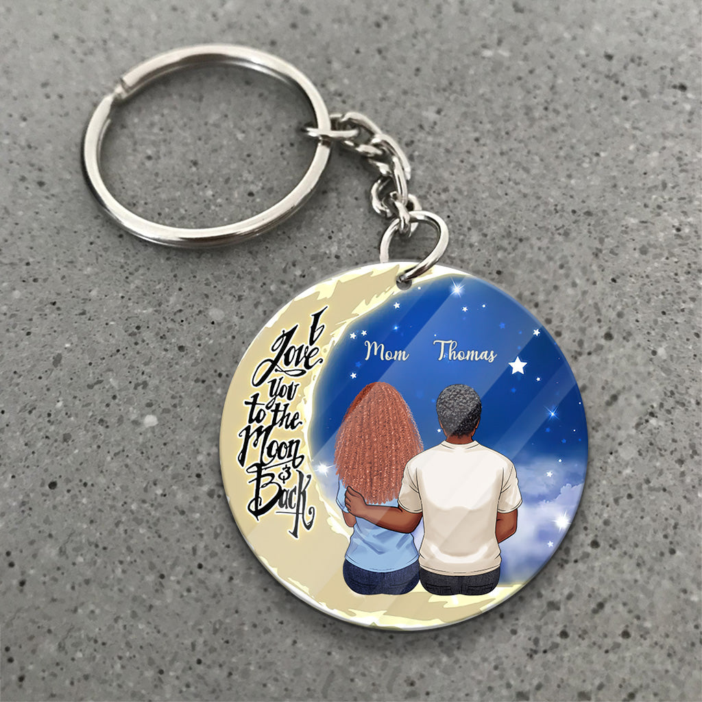 To The Moon And Back - Gift for grandma, mom, dad, grandpa - Personalized Keychain