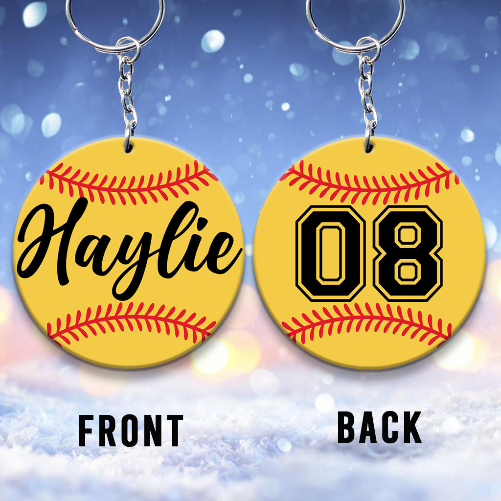Porte-clés softball personnalisé « Amoureux du baseball »