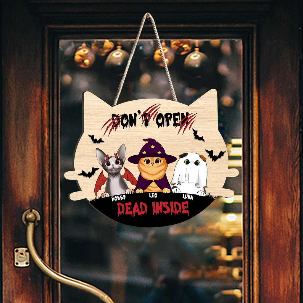 Don't Open, Dead Inside - Personalized Cat Wood Sign