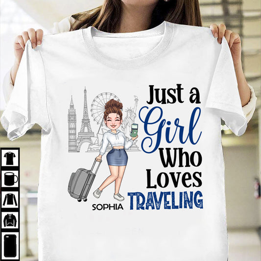 Einfach ein Mädchen, das Kreuzfahrten liebt – personalisiertes Kreuzfahrt-T-Shirt & Hoodie