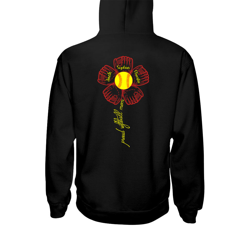 Stolze Softball-Mama, Oma und Tante – Personalisiertes Softball-T-Shirt und Hoodie