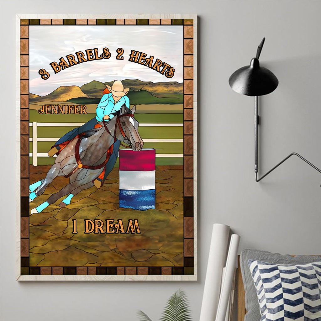 3 Barrels 2 Hearts 1 Dream - Personalized Horse Canvas And Poster