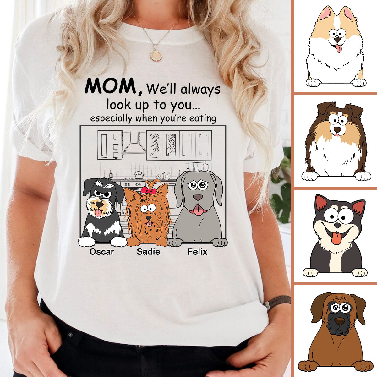 Ich werde immer zu dir aufschauen – personalisiertes Hunde-T-Shirt und Hoodie