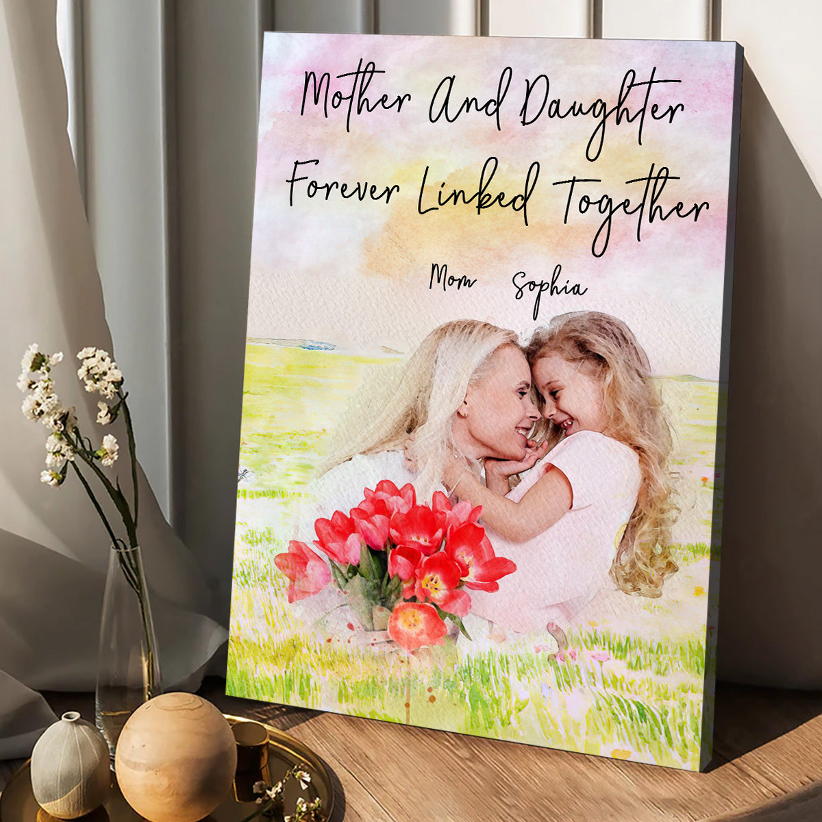 Mother And Daughter - Personalized Mother Canvas And Poster