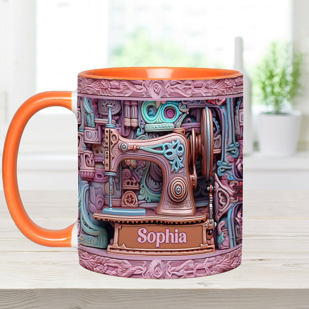 Nähbegeisterung – Personalisierte Tasse mit Nähmotiv