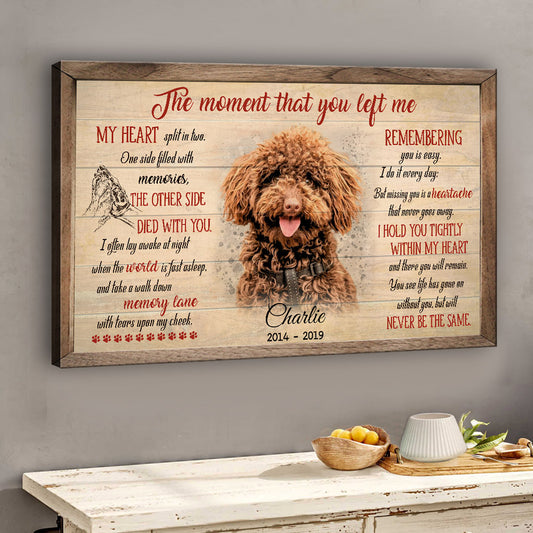 Le moment où tu m'as quitté - Toile et affiche personnalisées pour chien