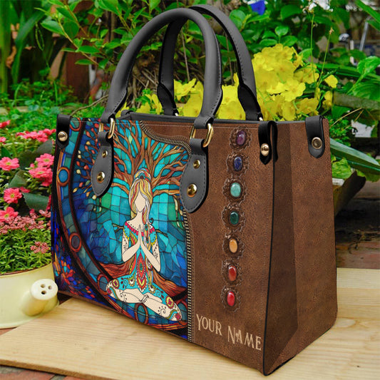Namaste Green - Sac à main en cuir personnalisé pour le yoga
