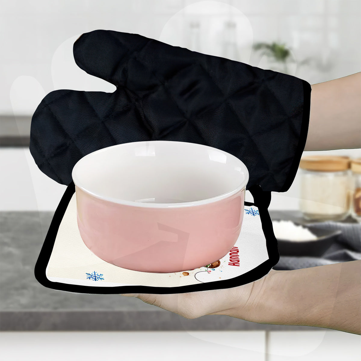 Omas Kekse-Verkostungsteam – Personalisiertes Oma-Ofenhandschuh- und Topflappen-Set