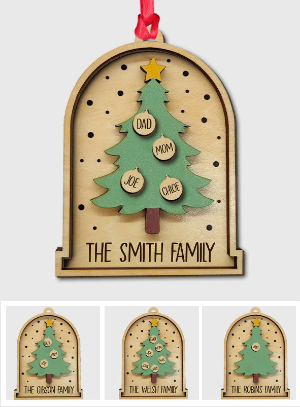 Joyeux Noël - Ornement familial personnalisé en bois à 2 niveaux