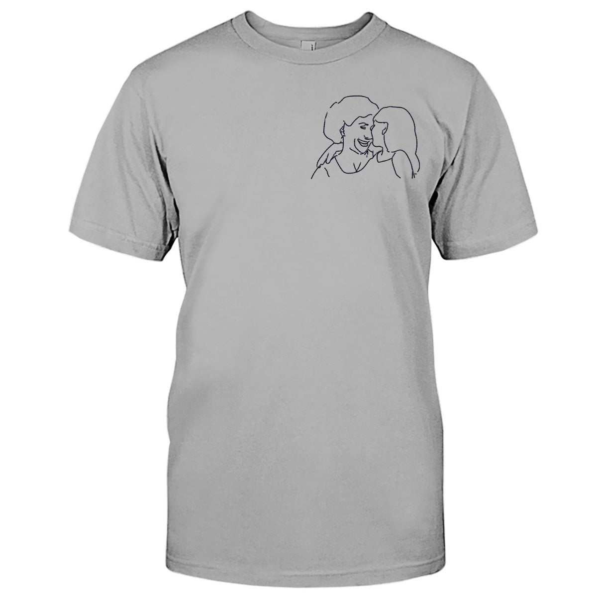 T-shirt brodé personnalisé « Grand-mère » avec motif au trait