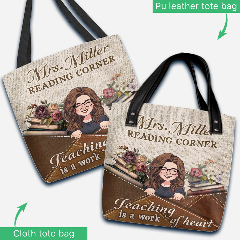 Enseigner, c'est un travail de cœur - Sac fourre-tout personnalisé pour enseignants