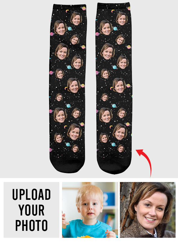 Custom Face Galaxy – Personalisierte Socken für Stiefmütter