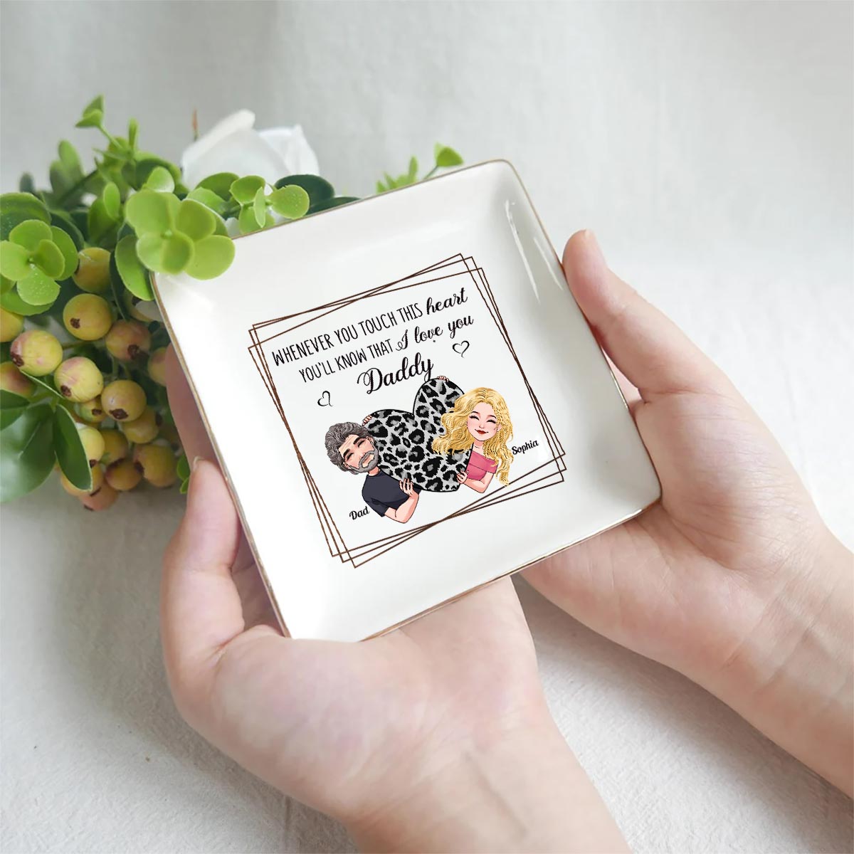 Whenever You Touch This Heart - Gift for mom, grandma, grandpa, daughter, son, granddaughter, grandson, wife, husband, dad, aunt, uncle, sister, brother - Personalized Jewelry Dish